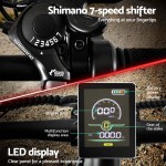everfit 26 inch electric bike mountain bicycle ebike built in battery 250w Shimano 7-speed shifter and e-bike LED display