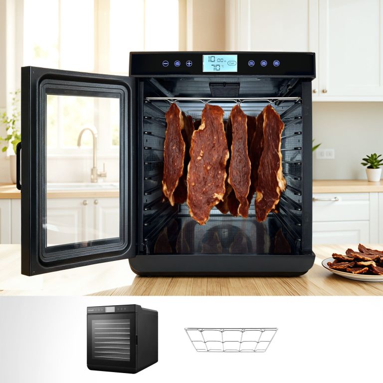 fd e rack 383b 00.jpg Meat strips drying in electric food dehydrator