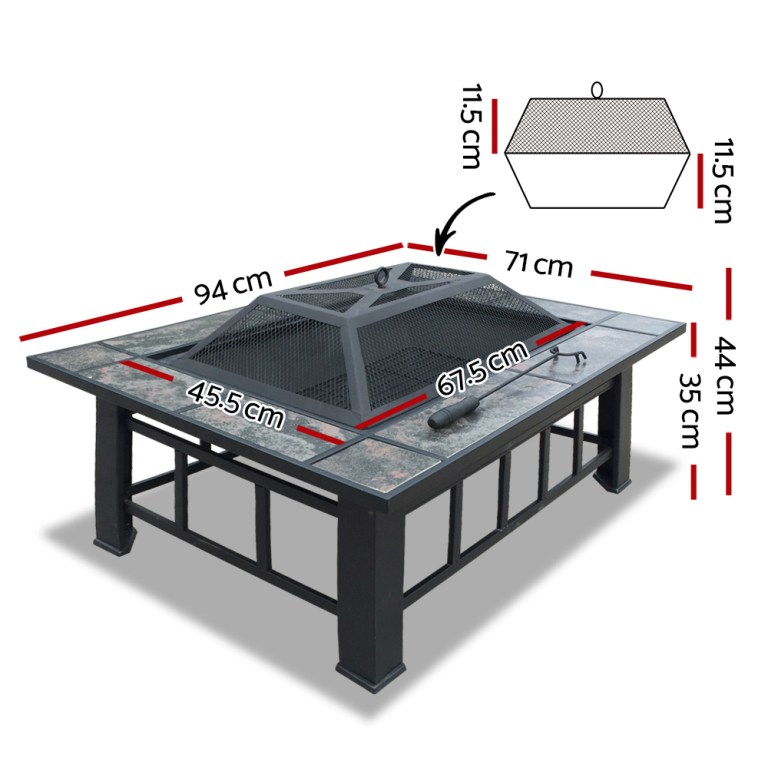 grillz fire pit bbq grill ice bucket 3 in 1 table Square outdoor fire pit table with mesh cover