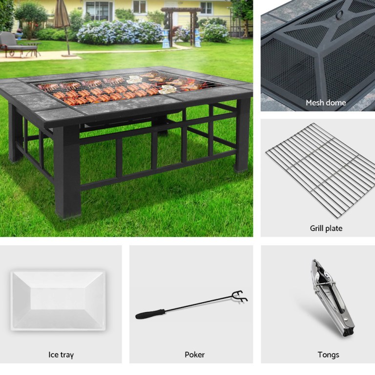 grillz fire pit bbq grill ice bucket 3 in 1 table Outdoor fire pit table with grill accessories