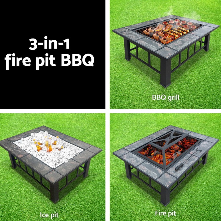 grillz fire pit bbq grill ice bucket 3 in 1 table 3-in-1 fire pit BBQ table on grass