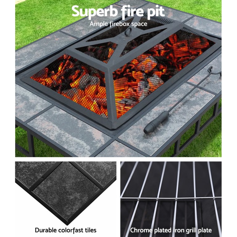 grillz fire pit bbq grill ice bucket 3 in 1 table Outdoor fire pit table with mesh cover