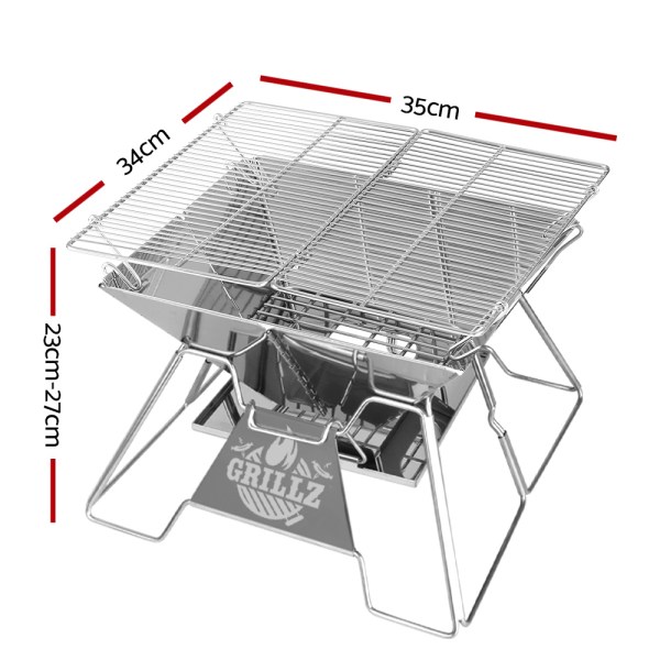 grillz fire pit bbq grill with carry bag portable Portable stainless steel charcoal grill with dimensions
