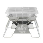 Portable stainless steel charcoal barbecue grill with foldable legs