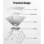 Exploded view of portable charcoal grill components