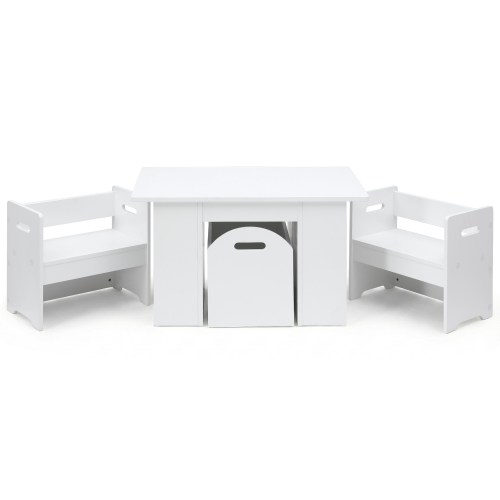 White children's table and chairs set