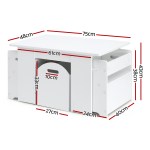 keezi 3pcs kids table and chairs set storage toys play activity desk White kids desk with storage dimensions labelled
