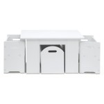 keezi 3pcs kids table and chairs set storage toys play activity desk White children’s table and chair set with storage