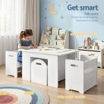 keezi 3pcs kids table and chairs set storage toys play activity desk Child drawing at white kids table set