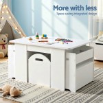 keezi 3pcs kids table and chairs set storage toys play activity desk Space-saving kids table with integrated storage drawers