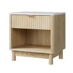 Light oak bedside table with drawer and shelf