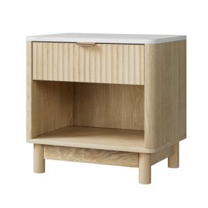 Light oak bedside table with drawer and shelf