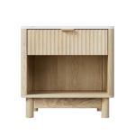 Light timber bedside table with drawer and shelf