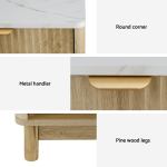 Wooden cabinet with rounded corners and metal handle