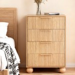 Light oak bedside chest with four drawers