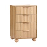 Light oak four-drawer chest with rounded feet