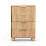 Light oak four-drawer chest with rounded feet