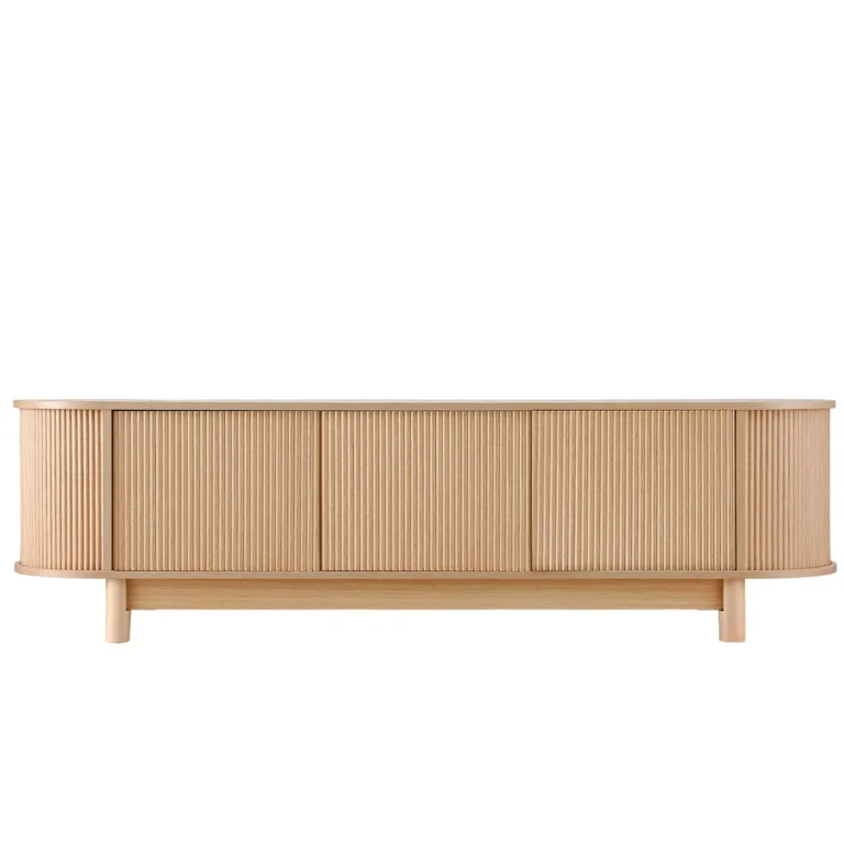 Light timber fluted sideboard with rounded edges