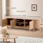 Wooden TV unit with dimensions and storage capacity