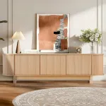 Modern sideboard with abstract art and decor