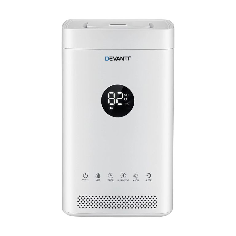 devanti ultrasonic humidifier air purifier top fill auto humidity 3.5l white Devanti dehumidifier with digital humidity display