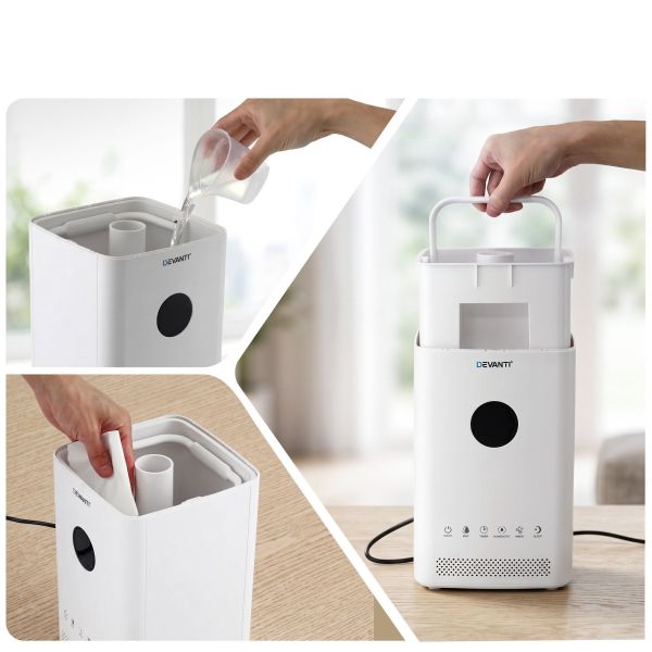 Filling and assembling Devanti humidifier on table