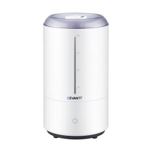 devanti ultrasonic humidifier aroma diffuser top fill quiet bedroom 4l white White Devanti 4L ultrasonic humidifier with water window