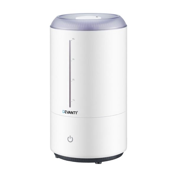 devanti ultrasonic humidifier aroma diffuser top fill quiet bedroom 4l white White Devanti humidifier with 4L water tank