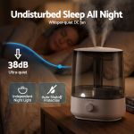 Whisper-quiet humidifier on bedside table at night
