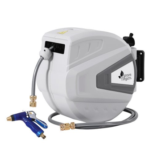 hr wa auto n 30m mtl 215098 00.jpg Wall-mounted retractable garden hose reel with spray nozzle