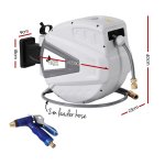 green fingers 30m water hose reel retractable auto rewind wall mount garden spray gun Wall-mounted retractable garden hose reel with dimensions