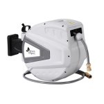 green fingers 30m water hose reel retractable auto rewind wall mount garden spray gun Wall-mounted retractable garden hose reel unit