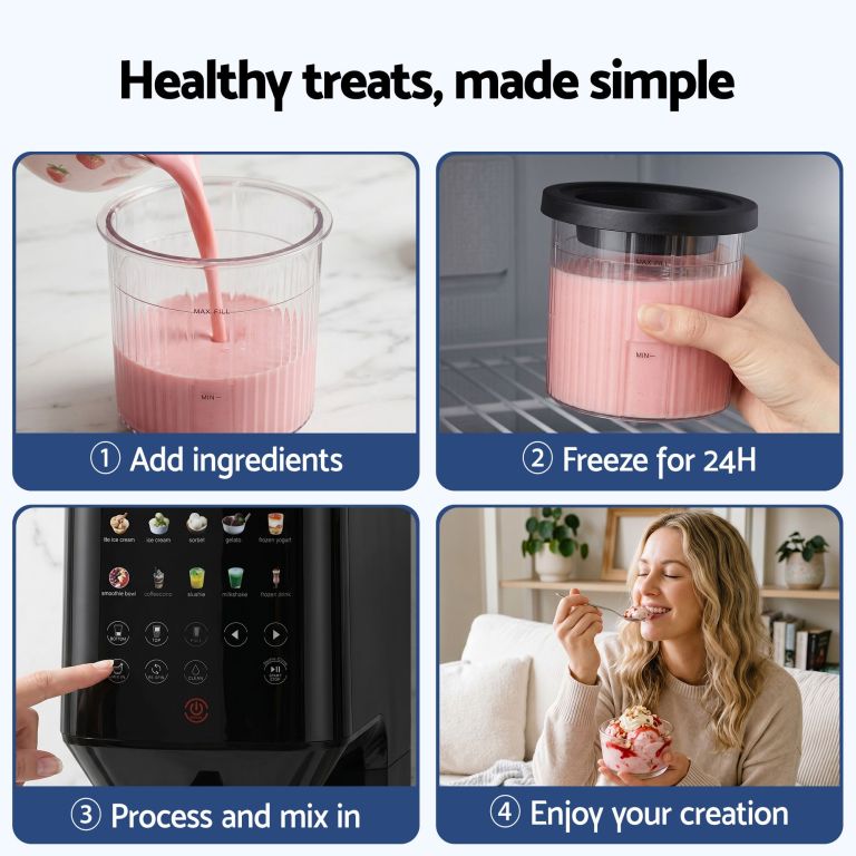 Step-by-step healthy frozen dessert maker process
