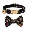 image 1 Black floral cat collar and matching bow tie