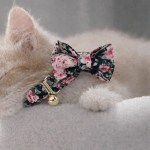image 1 Cat wearing floral bow tie collar