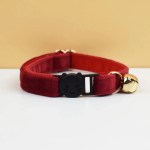 image 1 Red velvet cat collar with bell