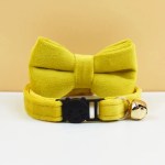 image 1 Yellow pet collar with bow and bell