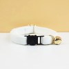 image 1 White cat collar with bell and black clasp