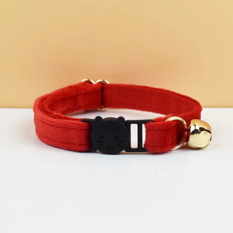 Red cat collar with gold bell