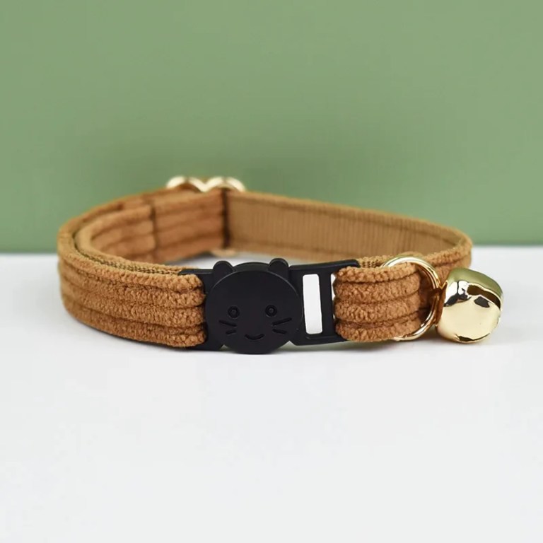 image 1 Brown cat collar with bell and cat buckle