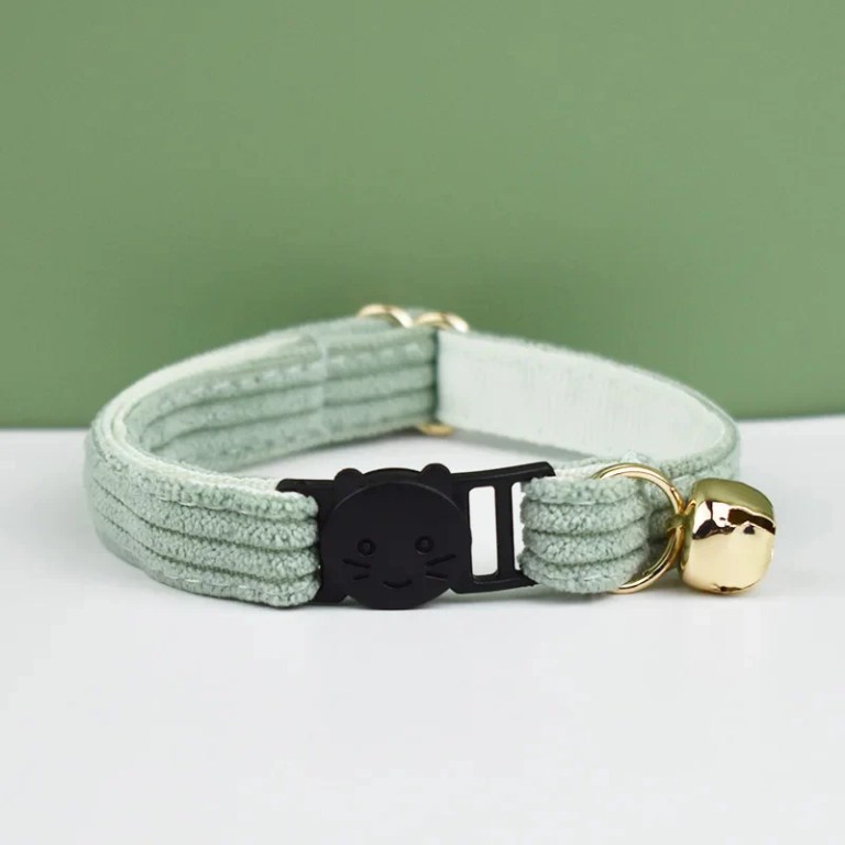 image 1 Mint green cat collar with bell and buckle