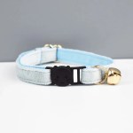 image 1 Light blue cat collar with bell and buckle