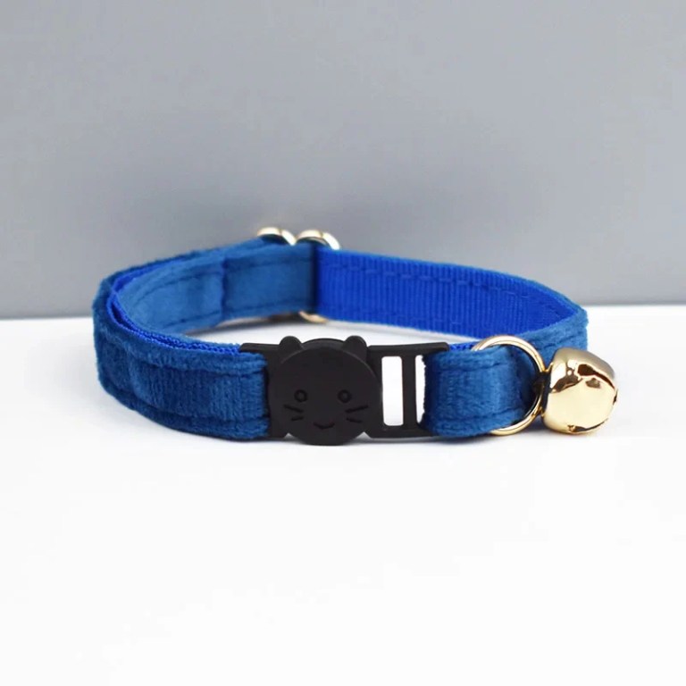 image 1 Blue cat collar with bell and cat buckle