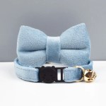 image 1 Light blue cat collar with bow and bell