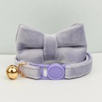 Grey bow tie cat collar with bell