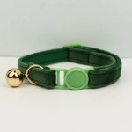 Green velvet cat collar with gold bell