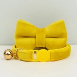 image 1 Yellow pet collar with bow tie and bell