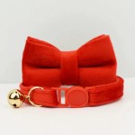 image 1 Red bow tie pet collar with bell