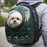 Small dog in bubble-front pet backpack