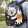 Small white dog in bubble pet backpack